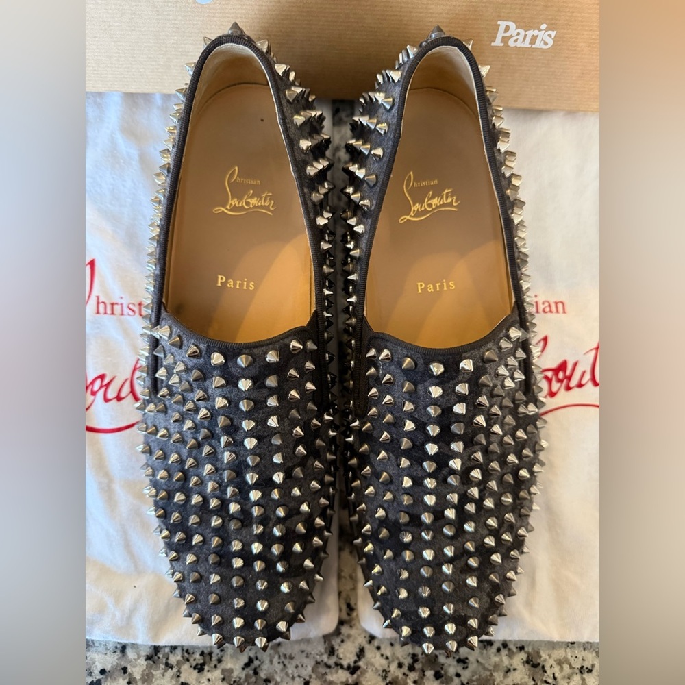 Christian Louboutin Roller Boat Flat Flanelle Camo Velvet Loafers